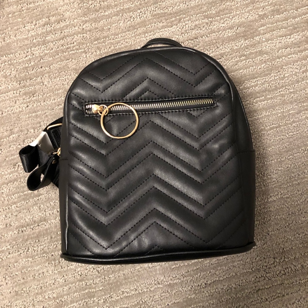 mini black leather backpack